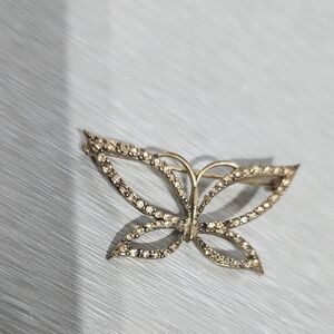 Monet Gold Crystal Butterfly Brooch